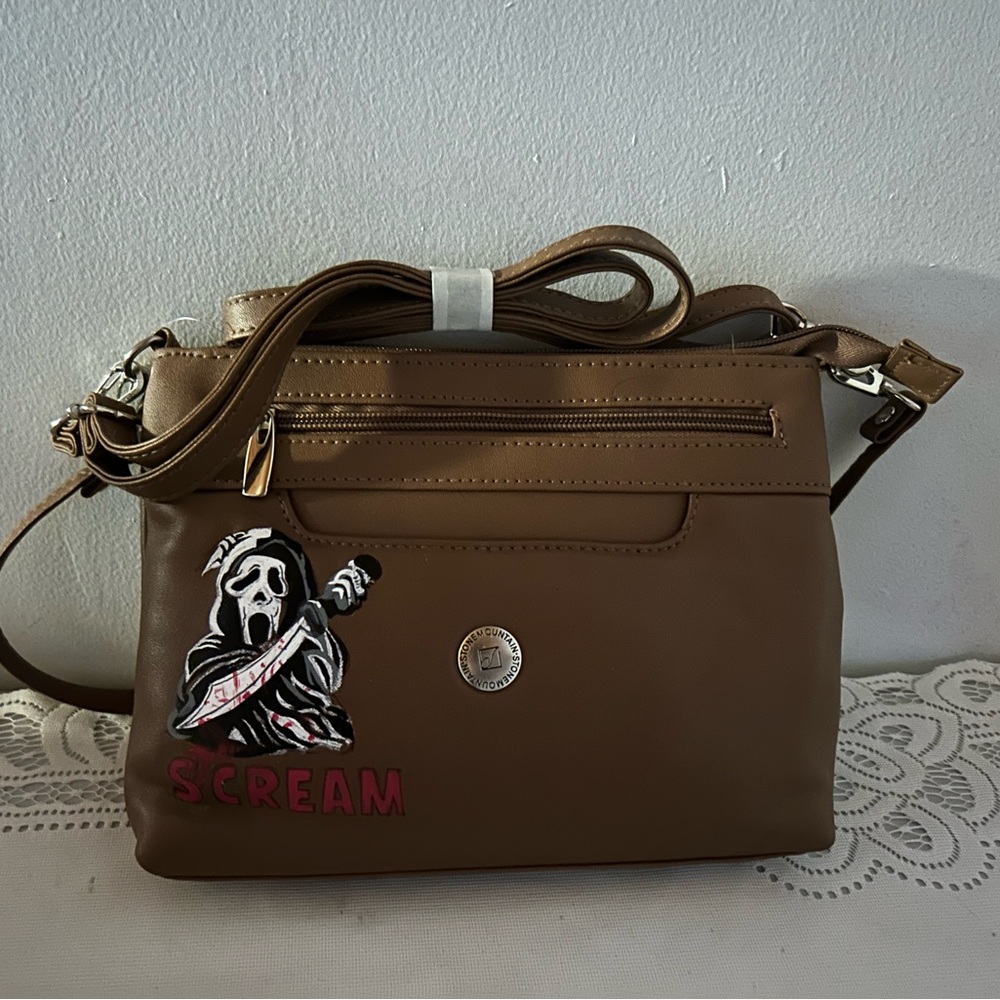 Scream hand painted shoulder bag